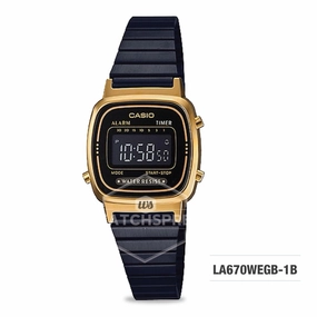 Casio Standard Digital Black Ion Plated Stainless Steel Band Watch LA670WEGB-1B