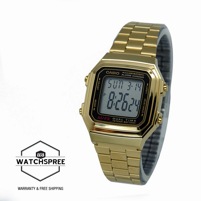 Casio Standard Digital Gold Stainless Steel Strap Watch A178WGA-1A