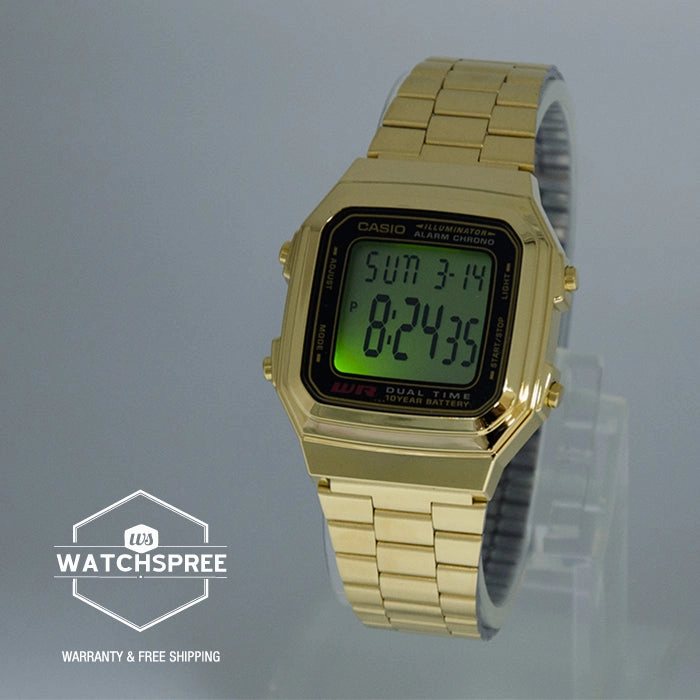 Casio Standard Digital Gold Stainless Steel Strap Watch A178WGA-1A