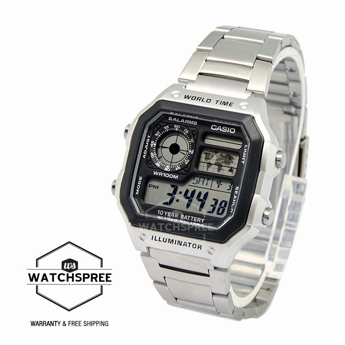 Casio Standard Digital Sport Silver Stainless Steel Watch AE1200WHD-1A