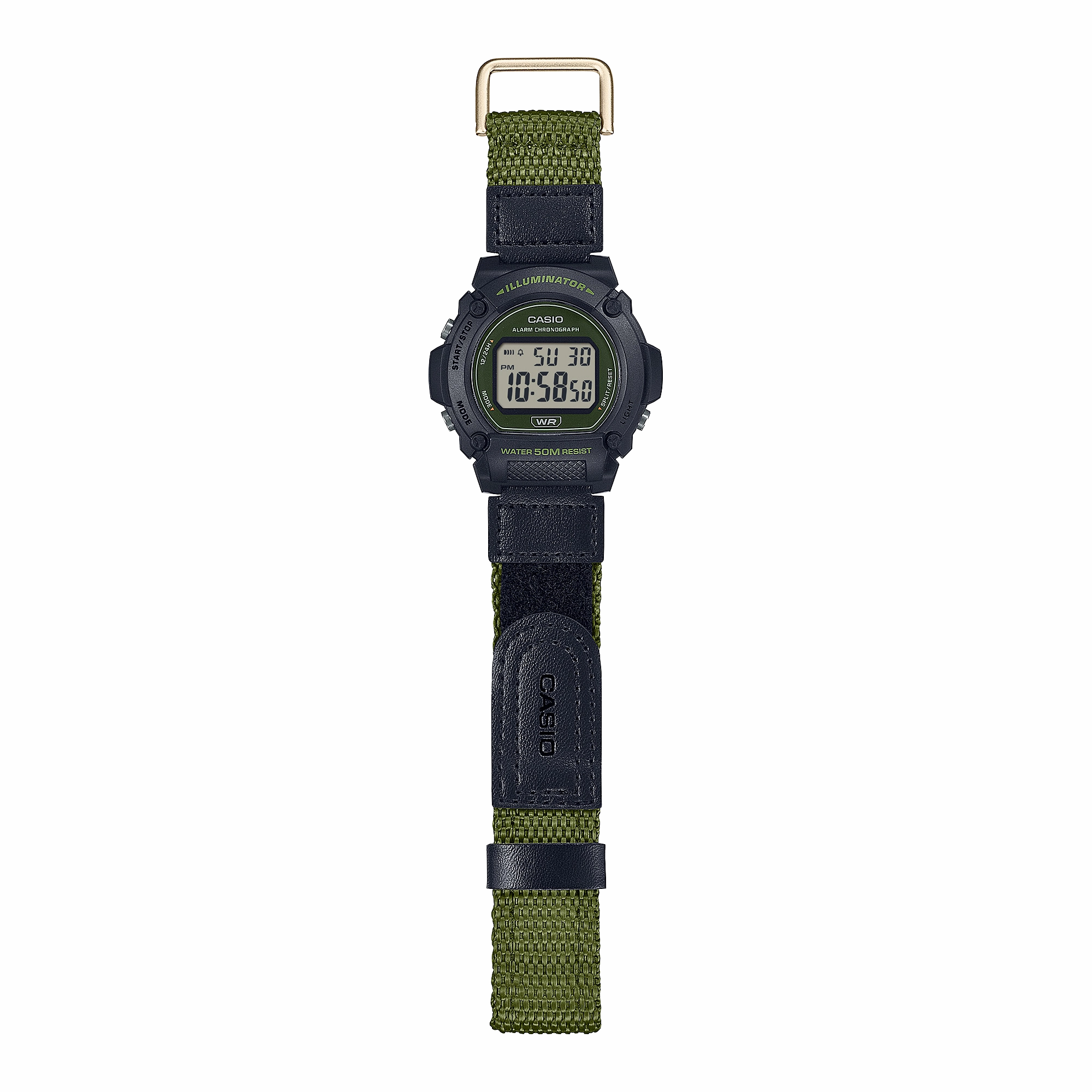 Casio Standard Green Fabric Strap Green Dial Watch W219HB-3A