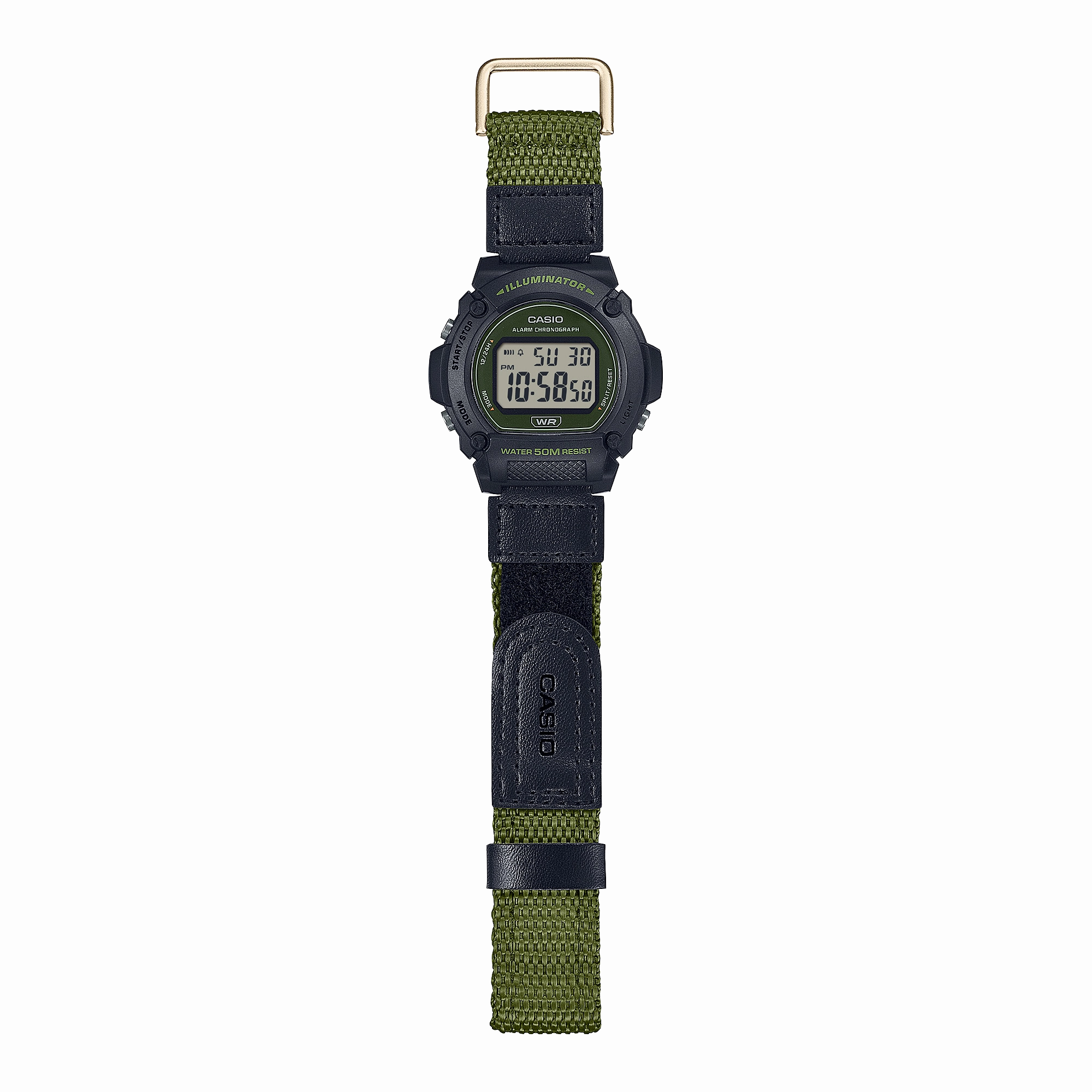 Casio Standard Green Fabric Strap Green Dial Watch W219HB-3A