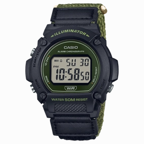 Casio Standard Green Fabric Strap Green Dial Watch W219HB-3A