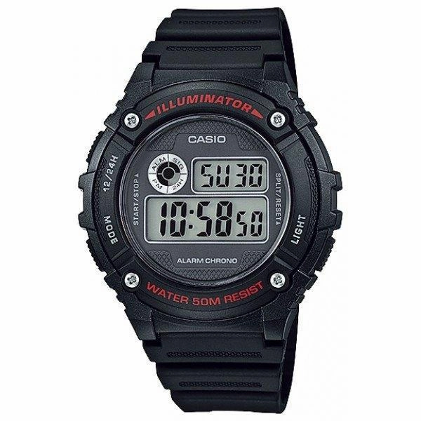 Casio Standard W-216H-1A Black Resin Strap Watch for Men and Women