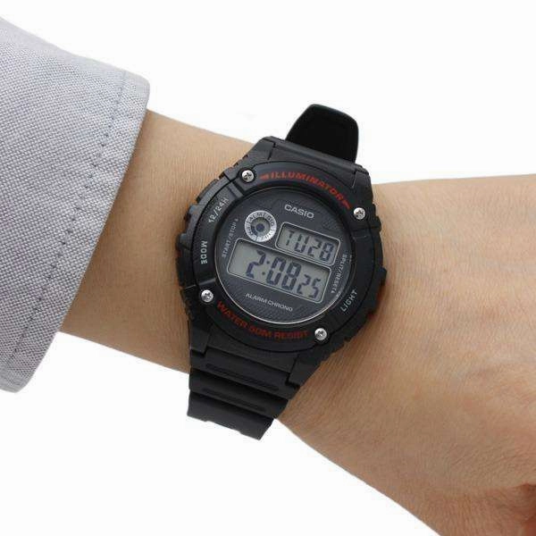 Casio Standard W-216H-1A Black Resin Strap Watch for Men and Women
