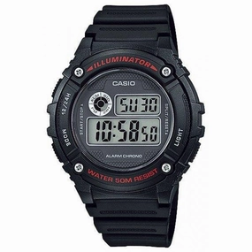 Casio Standard W-216H-1A Black Resin Strap Watch for Men and Women