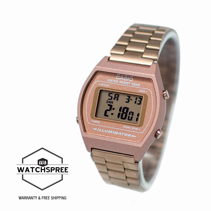 Casio Vintage Digital Rose Gold Stainless Steel Band Watch B640WC-5A