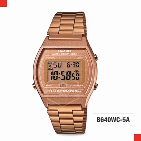 Casio Vintage Digital Rose Gold Stainless Steel Band Watch B640WC-5A