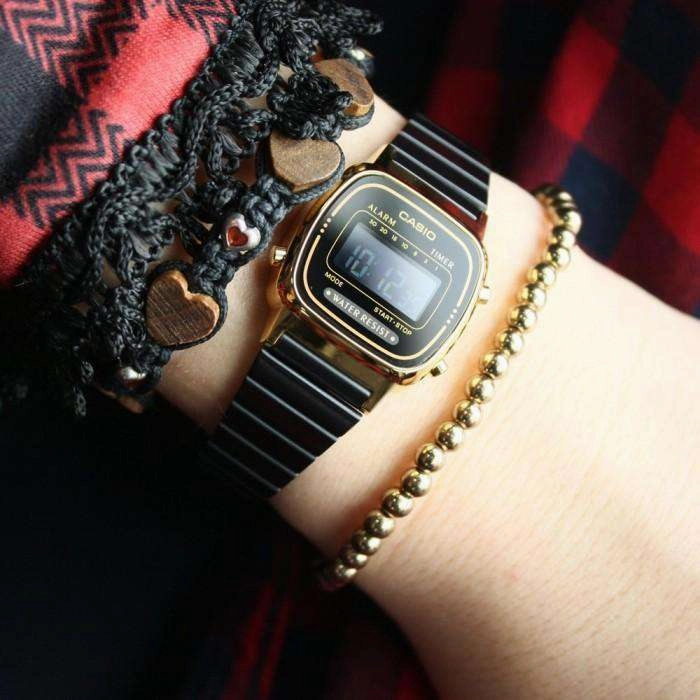 Casio Vintage LA670WEGB-1B Black Plated Stainless Steel Watch for Women