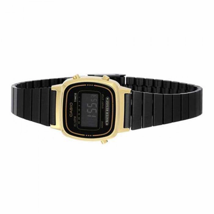 Casio Vintage LA670WEGB-1B Black Plated Stainless Steel Watch for Women