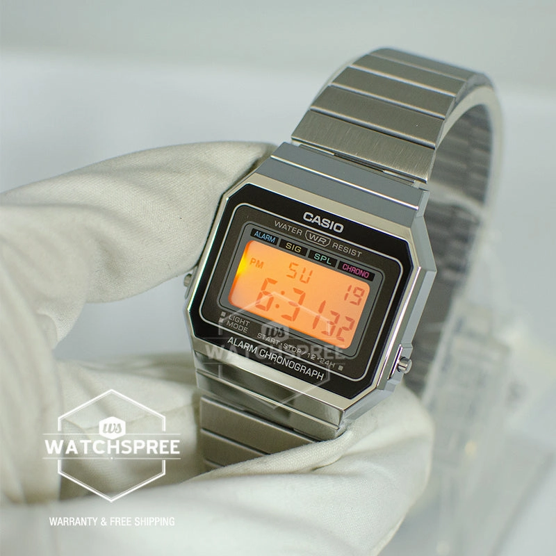 Casio Vintage Standard Digital Silver Stainless Steel Band Watch A700W-1A