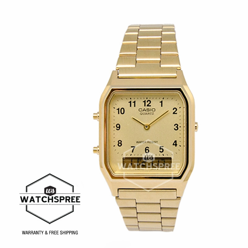 Casio Vintage Style Gold Stainless Steel Watch AQ230GA-9B