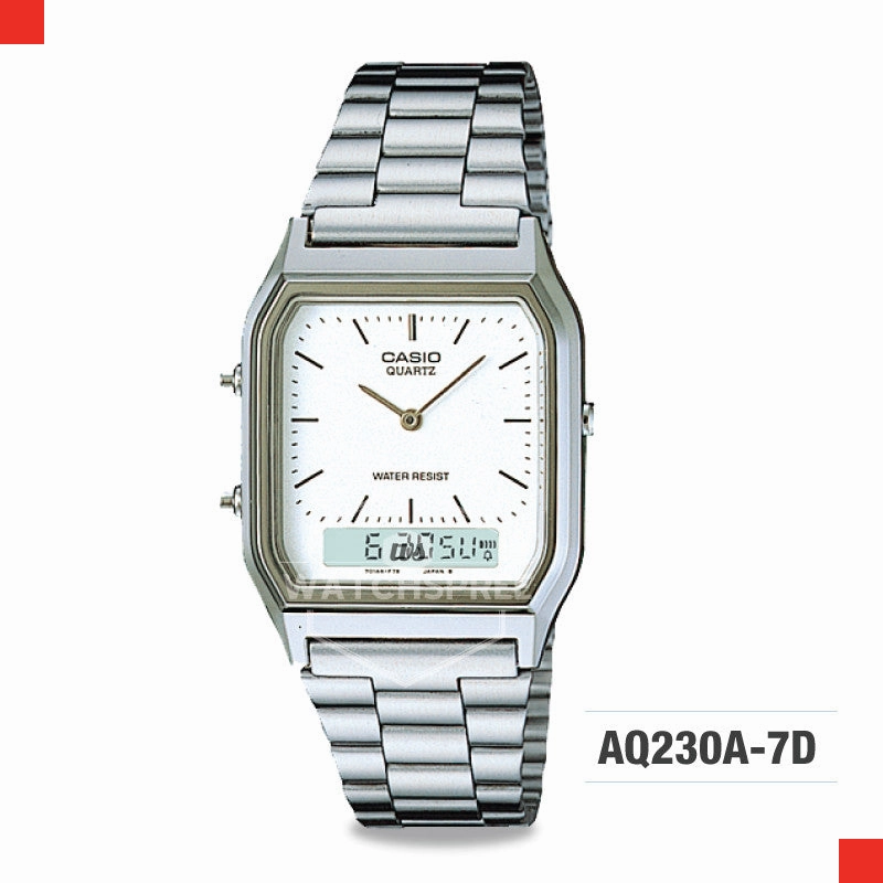 Casio Vintage Style Stainless Steel Band Watch AQ230A-7D