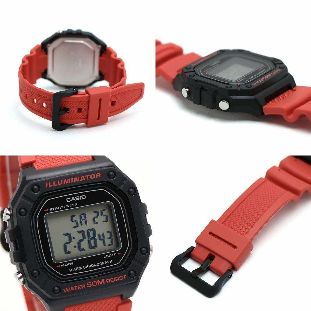 Casio W-218H-4BVDF Red Resin Watch for Men