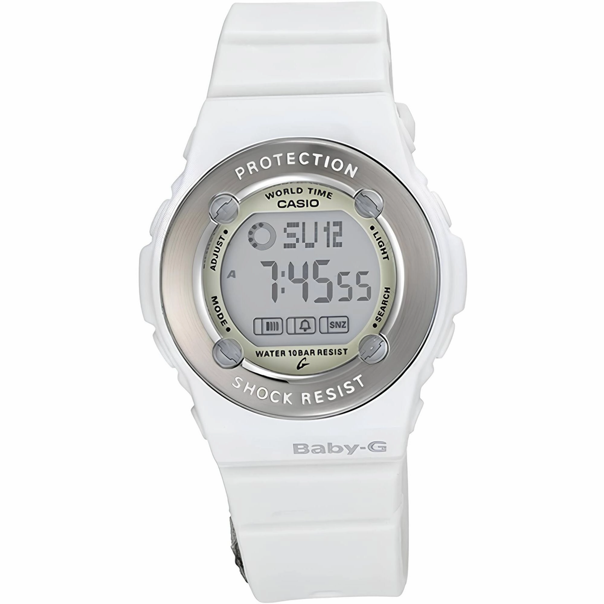 Casio Women's Watch - Baby-G Grey Digi Dial White Resin Strap World Time | BG1300-7