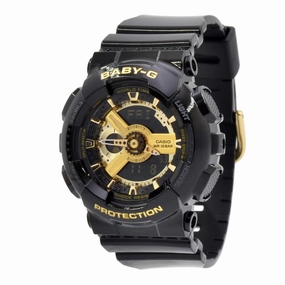 Casio Women's World Time Watch - Baby-G Black & Gold Ana-Digital Dial | BA110-1A