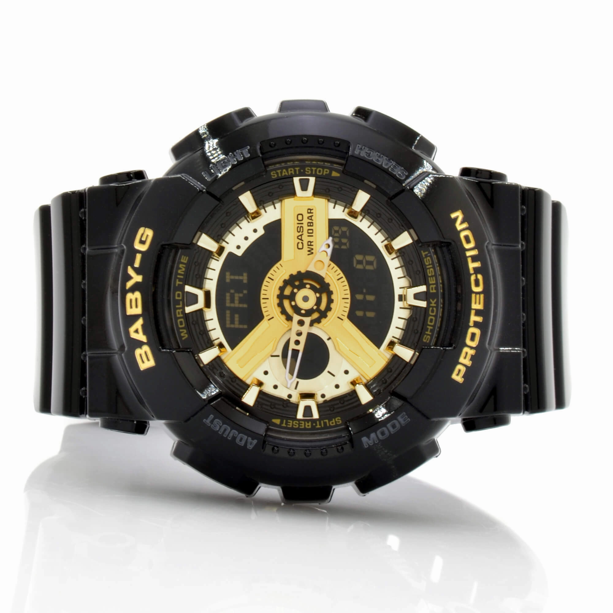 Casio Women's World Time Watch - Baby-G Black & Gold Ana-Digital Dial | BA110-1A