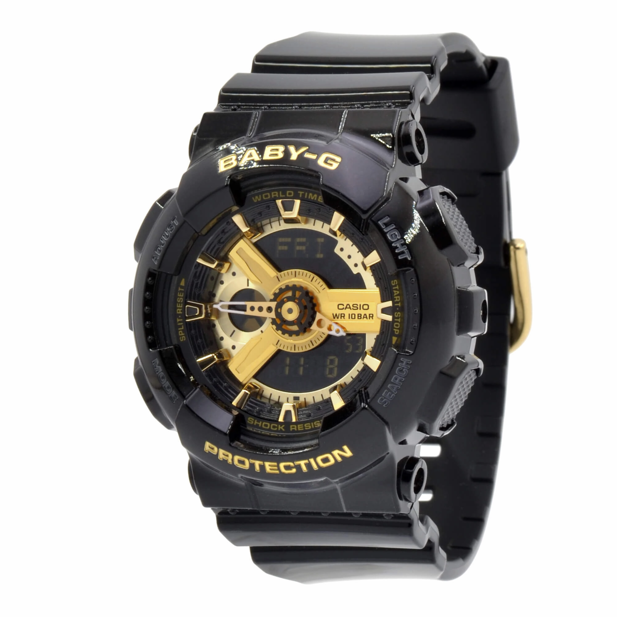 Casio Women's World Time Watch - Baby-G Black & Gold Ana-Digital Dial | BA110-1A