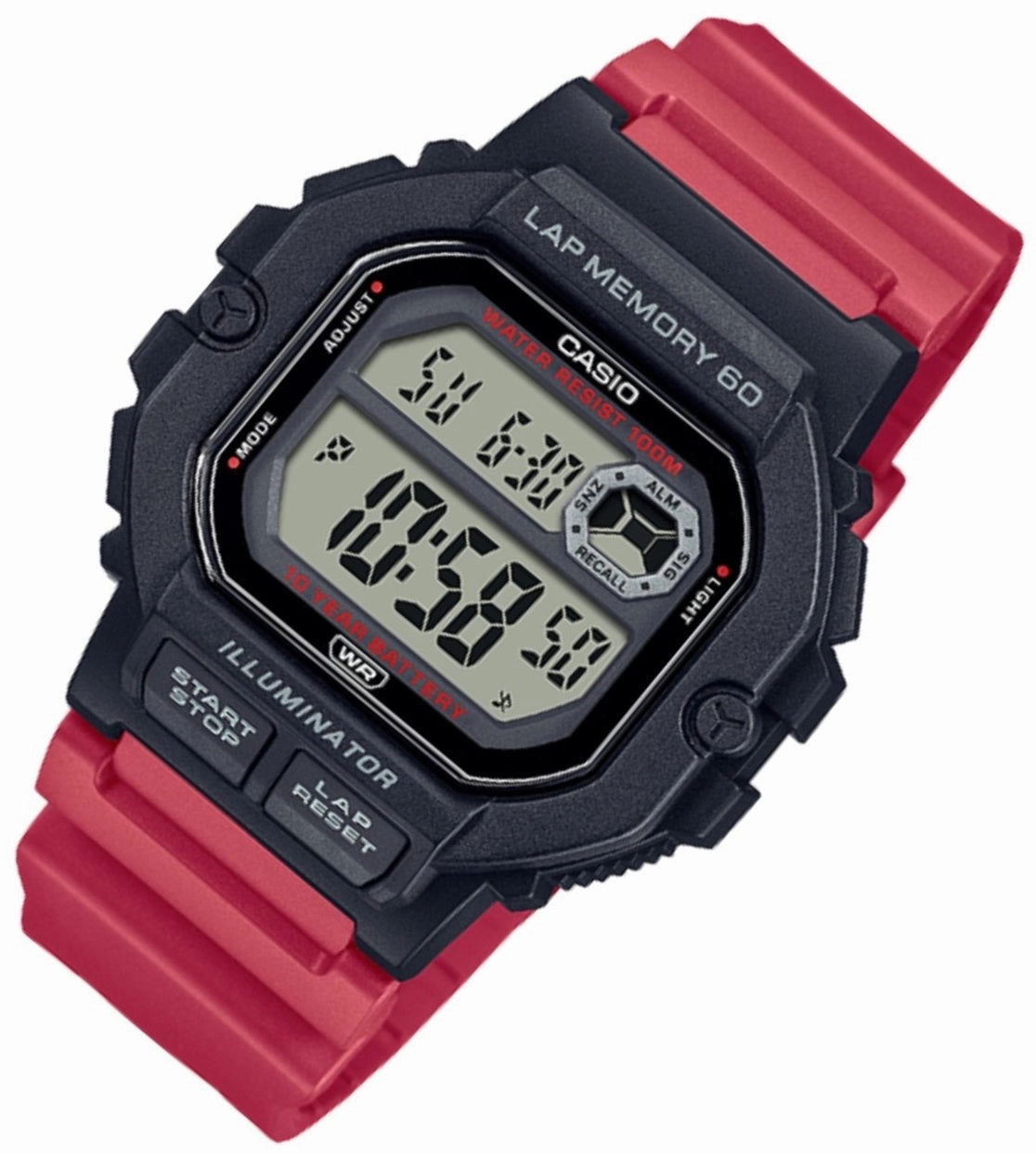 Casio WS-1400H-4A Red Resin Strap Watch for Men