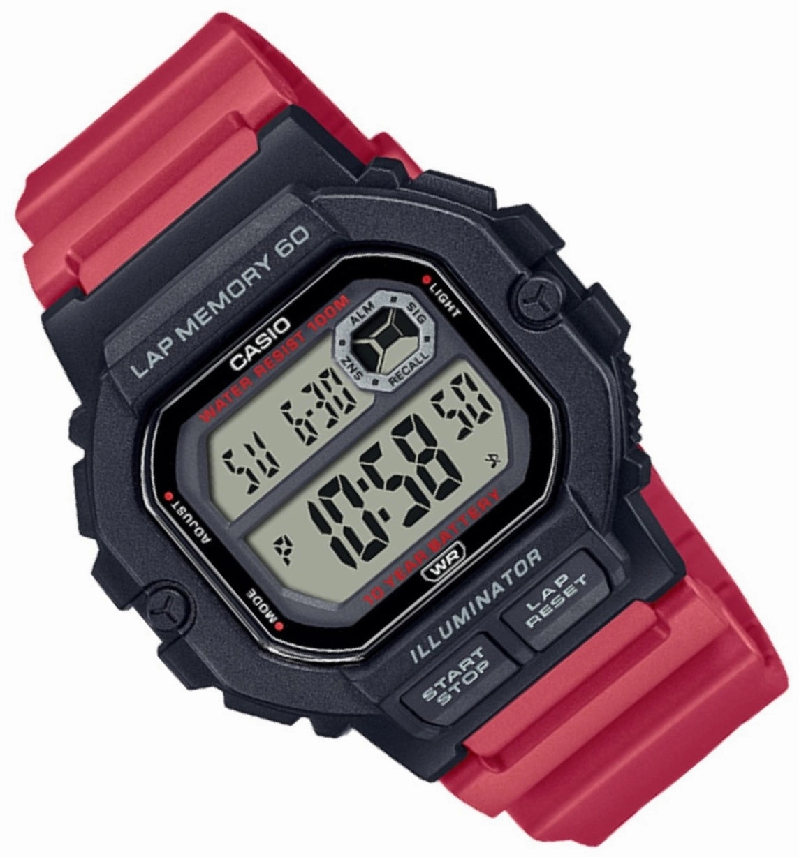 Casio WS-1400H-4A Red Resin Strap Watch for Men
