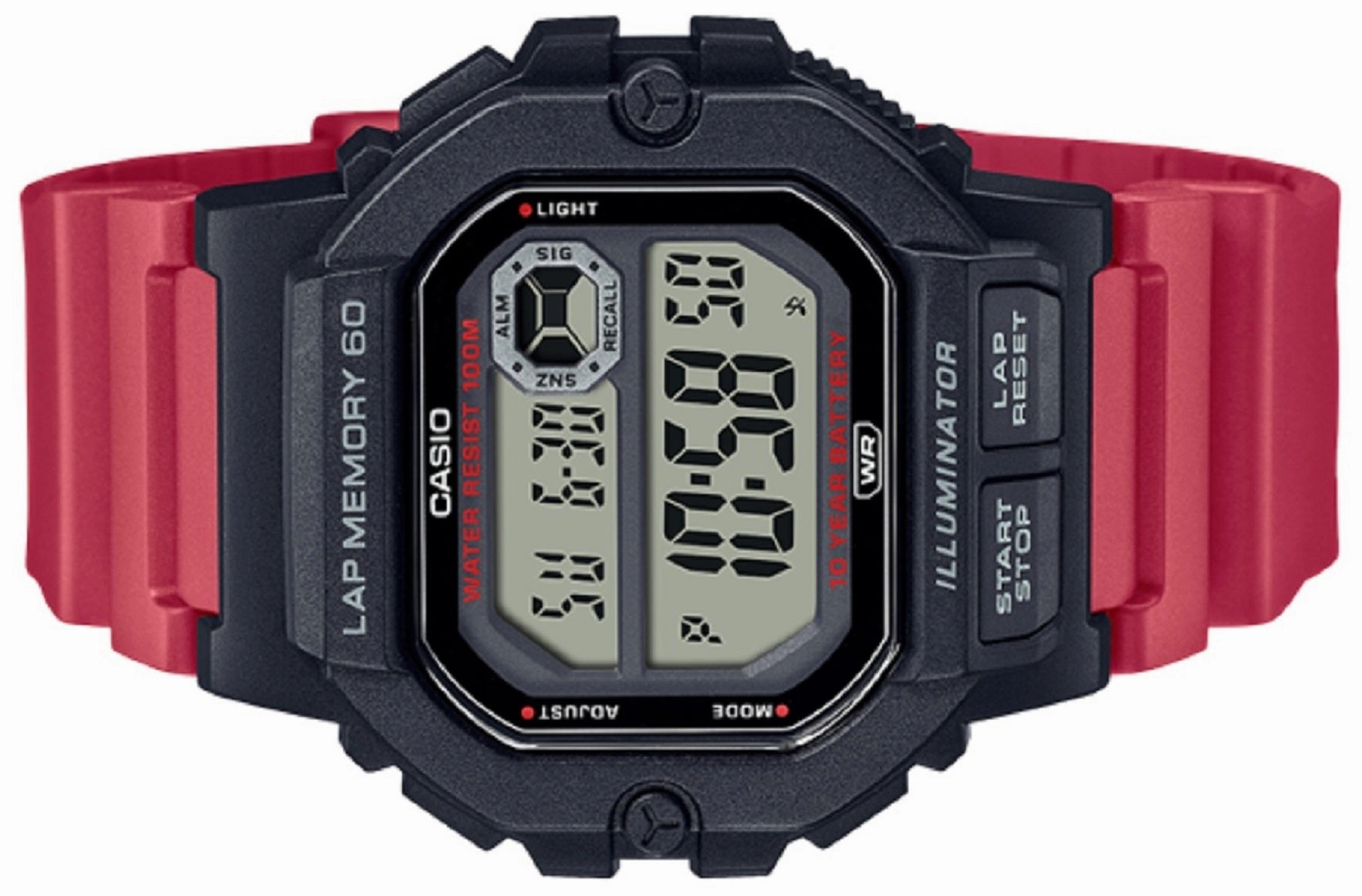 Casio WS-1400H-4A Red Resin Strap Watch for Men
