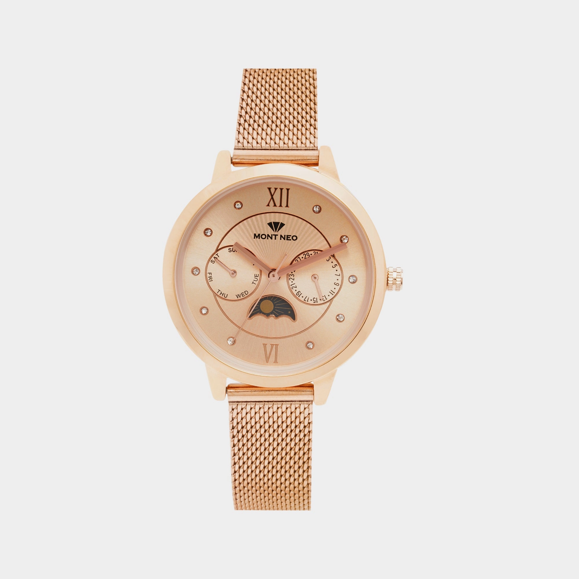 Charming Rose Gold Chronograph Women Stainless Steel Watch 9003M-B3307