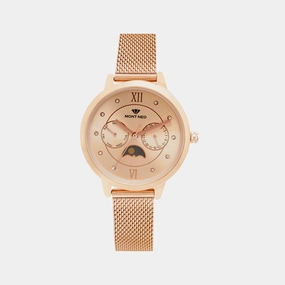 Charming Rose Gold Chronograph Women Stainless Steel Watch 9003M-B3307