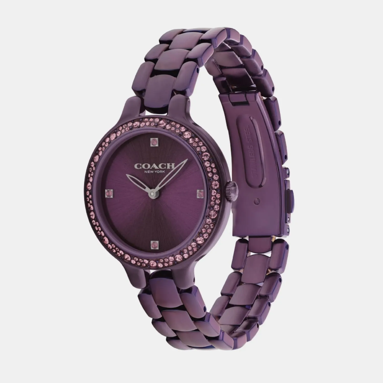 Chelsea Women Quartz Purple Dial Analog Stainless Steel Watch 14504353