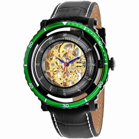 Christian Van Sant Men's Watch - Dome Automatic Gold Dial Leather Strap | CV0745