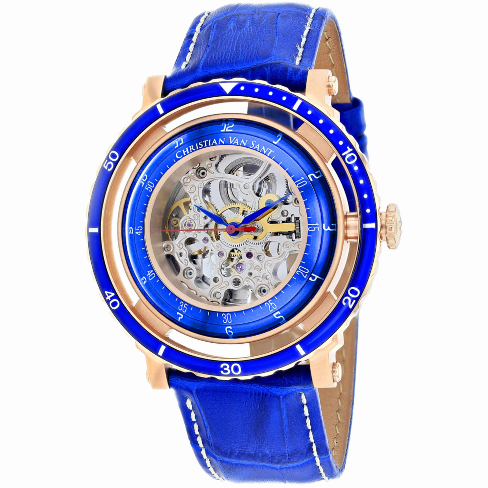 Christian Van Sant Men's Watch - Dome Automatic Silver Dial Leather Strap | CV0742