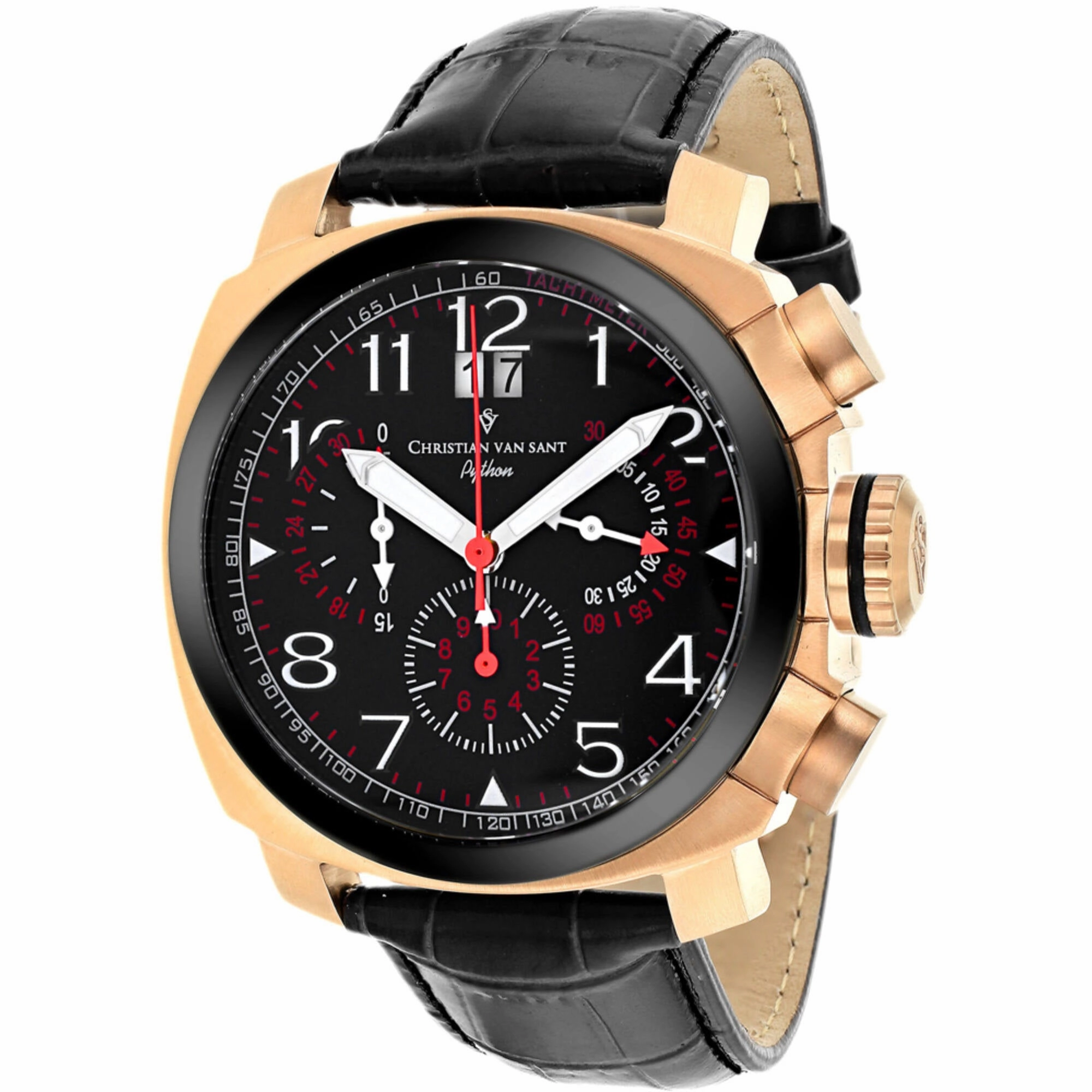 Christian Van Sant Men's Watch - Grand Python Quartz Black Dial Strap | CV3AU11