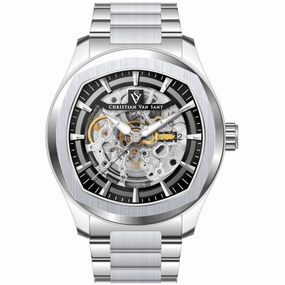 Christian Van Sant Men's Watch - Romeo Automatic Black Dial Silver Bracelet | CV9504