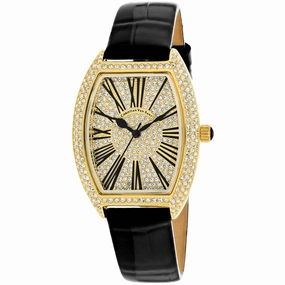 Christian Van Sant Women's Watch - Chic Quartz Gold Tone Dial Leather Strap | CV4842