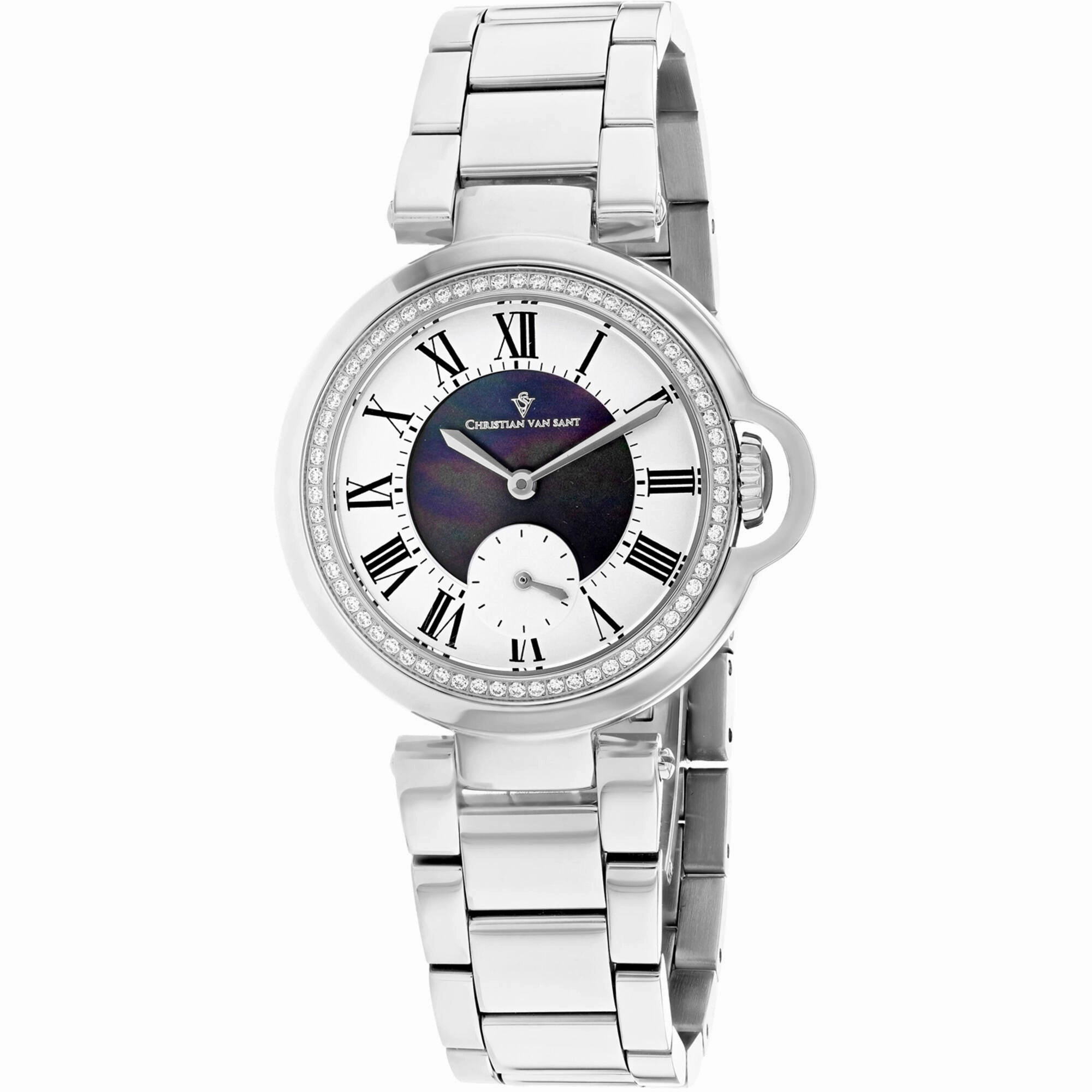 Christian Van Sant Women's Watch - Cybele Black Mop Dial Silver Bracelet | CV0236