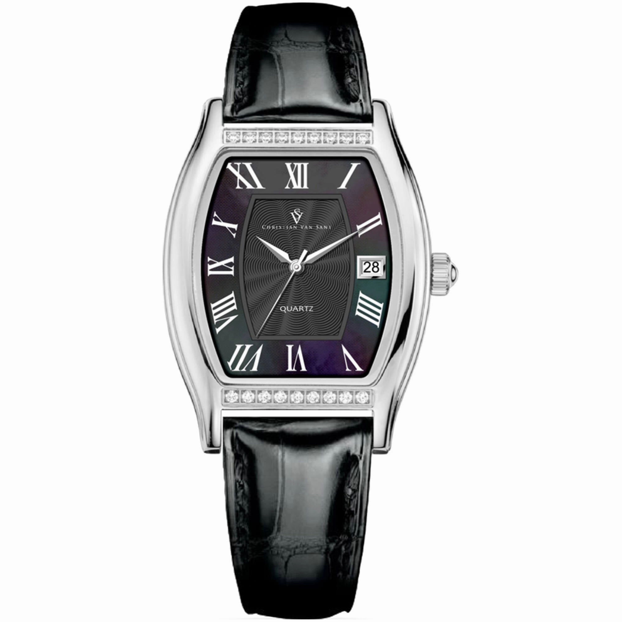 Christian Van Sant Women's Watch - Gemma Quartz Black Dial Leather Strap | CV2440
