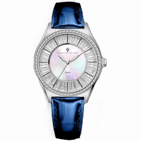 Christian Van Sant Women's Watch - Luna Quartz Mop Dial Blue Leather Strap | CV3202