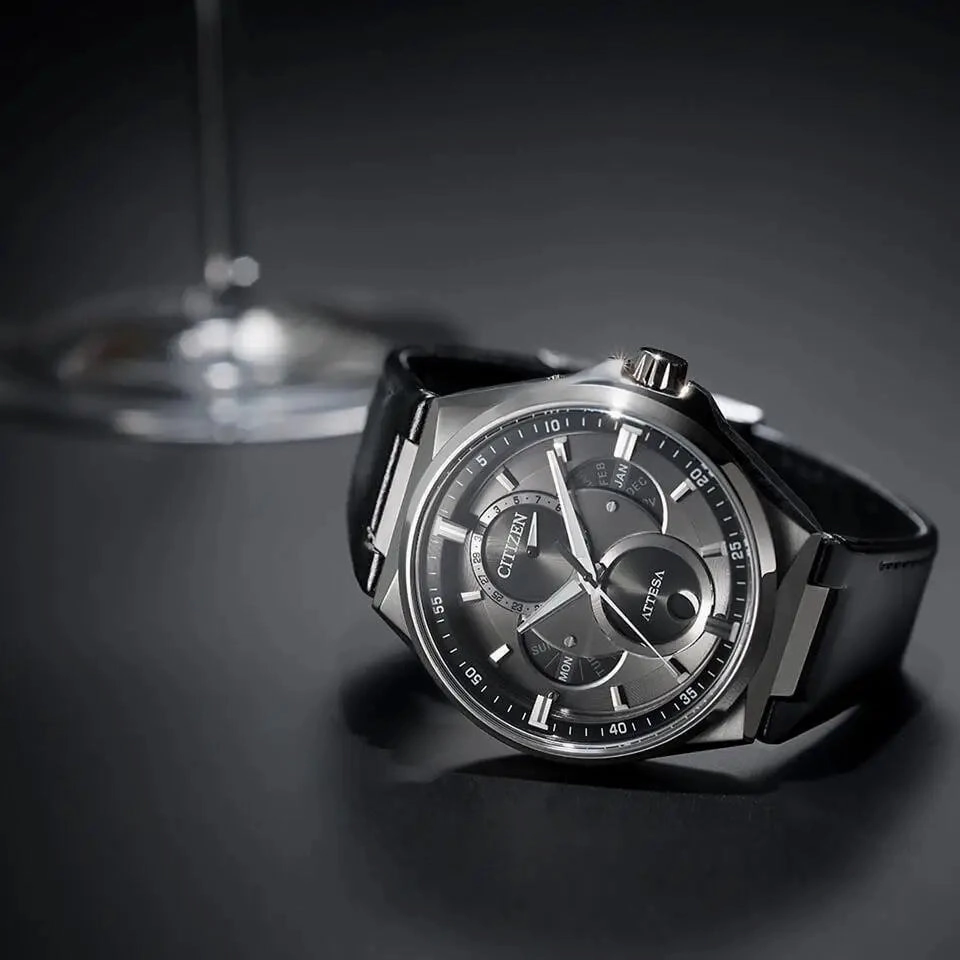 Citizen Attesa Eco-Drive Black Leather Strap Watch BU0060-09H