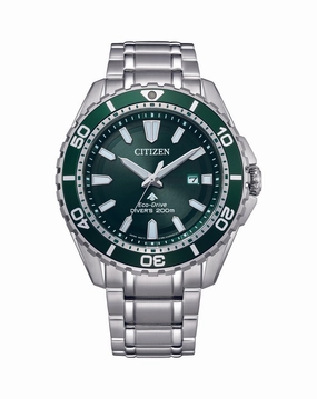 Citizen Eco-Dive Green Dial Stainless Steel Watch BN0199-53X