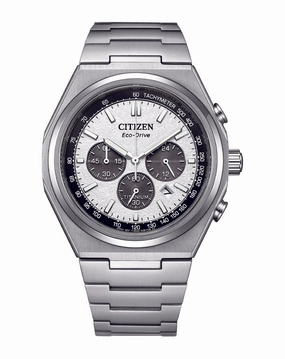 Citizen Eco-Drive Zenshin Chrono Teal Dial Stainless Steel Watch CA4610-85A