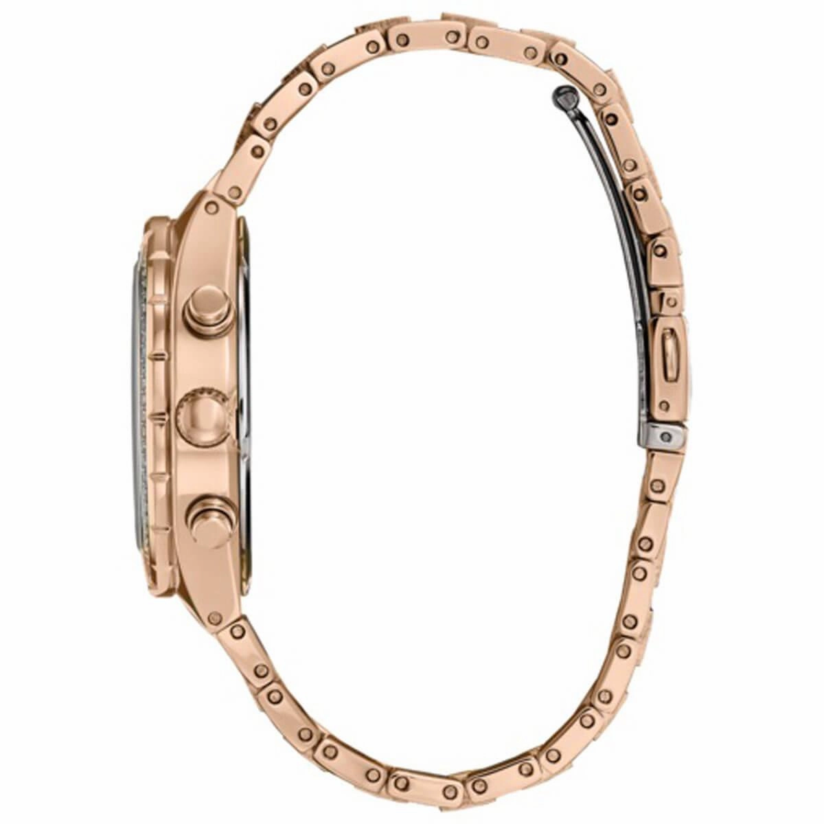 Citizen Men's Chronograph Watch - Crystal Black Dial Rose Gold Bracelet | CA0753-55E