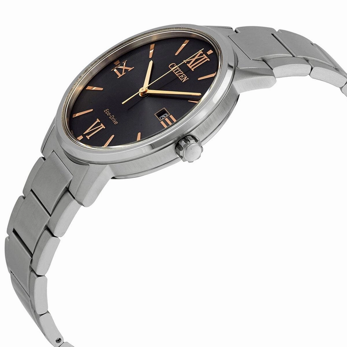 Citizen Men's Eco-Drive Watch - Corso Black Dial Silver Steel Bracelet | BM6757-84H