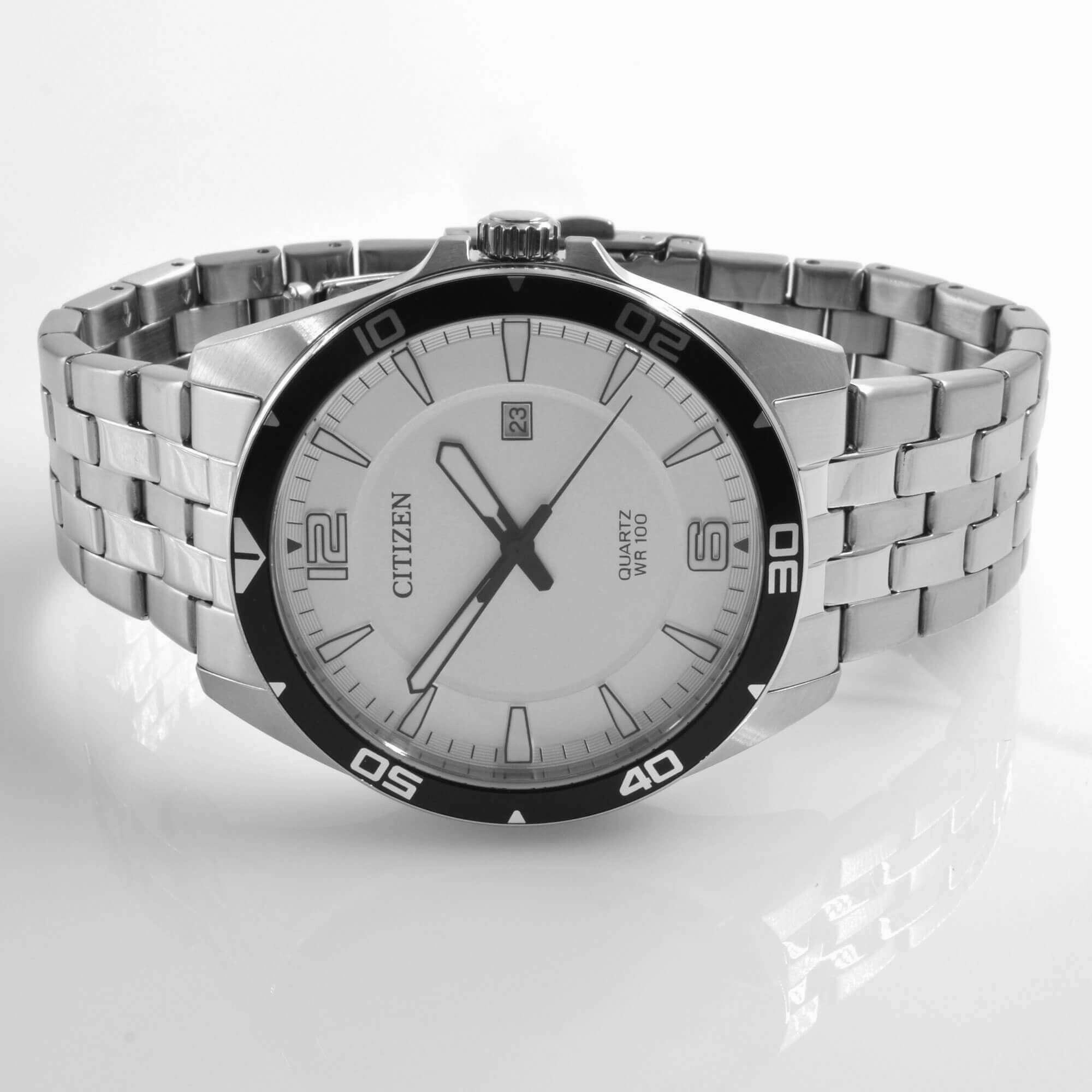 Citizen Men's Watch - Date Display White Dial Stainless Steel Bracelet | BI5051-51A