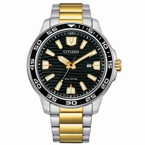 Citizen Men's Watch - Eco-Drive Black Dial Two Tone Steel Bracelet | AW1704-82E