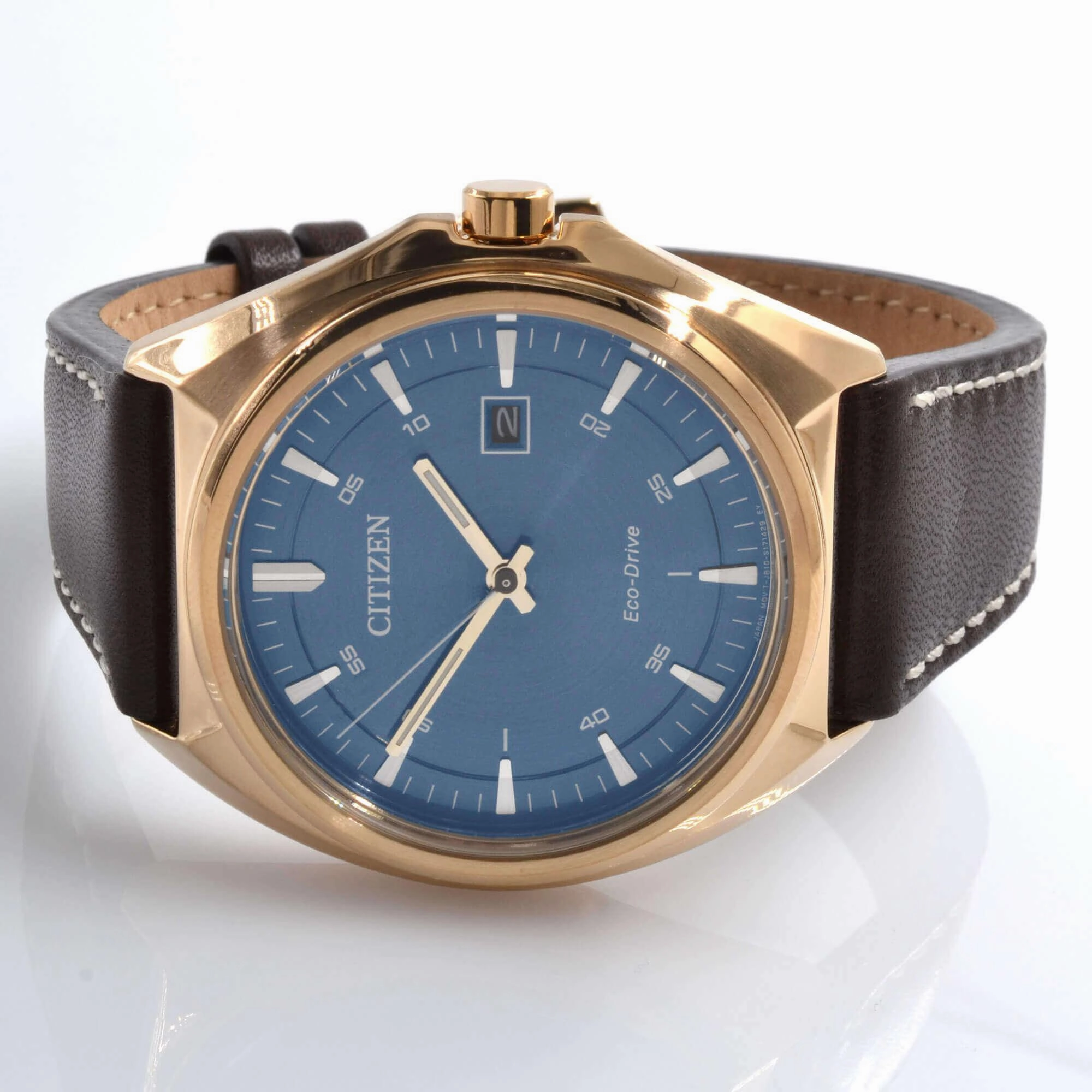 Citizen Men's Watch - Eco-Drive Power Reserve Blue Dial Brown Strap | AW1573-11L