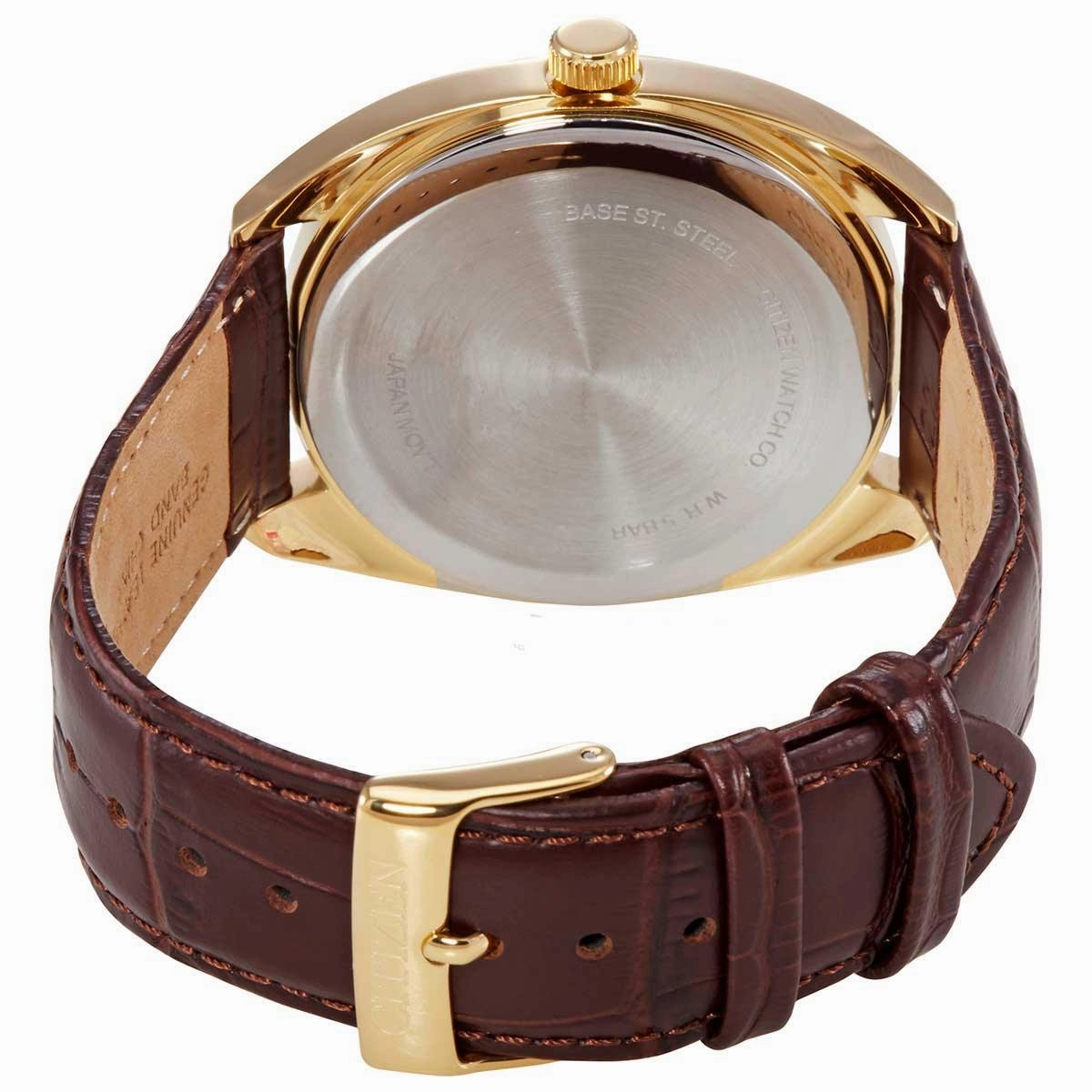 Citizen Men's Watch - Japanese Quartz Black Dial Brown Leather Strap | BI5092-03E