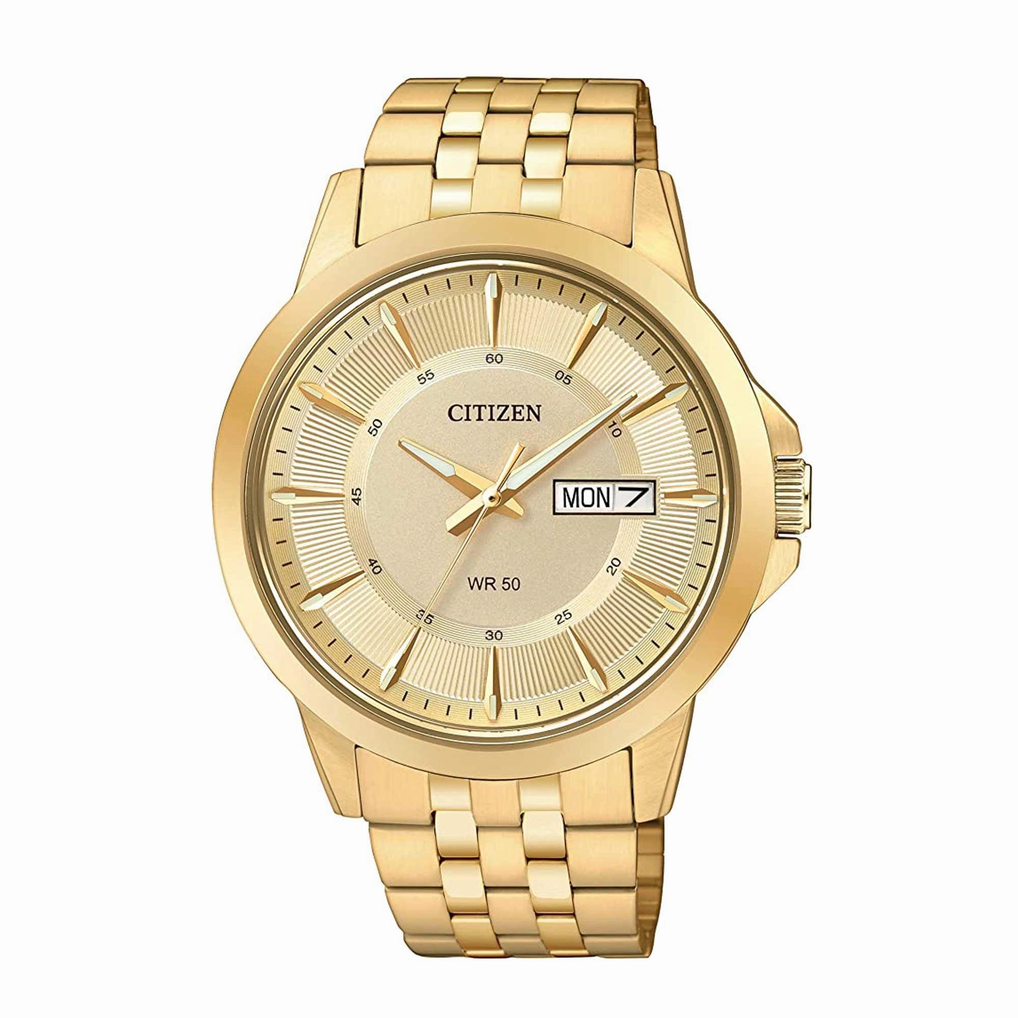 Citizen Men's Watch - Japanese Quartz Gold Dial Yellow Gold Bracelet | BF2013-56P