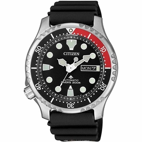 Citizen Men's Watch - Promaster Automatic Day-Date Black Rubber Strap | NY0085-19E