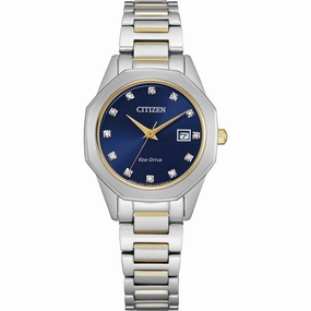 Citizen Women's Diamond Watch - Corso Blue Dial Two Tone Bracelet | EW2584-53L