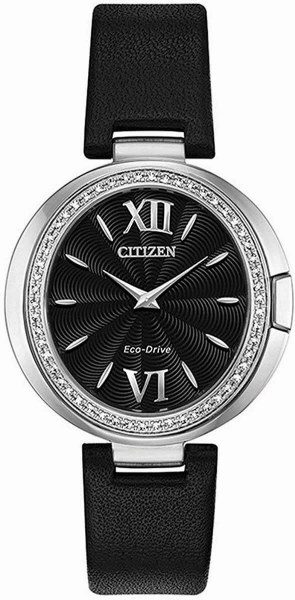 Citizen Women's Eco Drive Watch - Capella Diamond Black Dial Strap | EX1500-01E