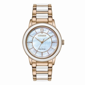 Citizen Women's Eco-Drive Watch - Chandler Steel & White Ceramic | EM0743-55D